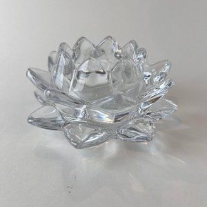 Clear Crystal Glass Lotus flower candle/votive holder - likely Mikasa